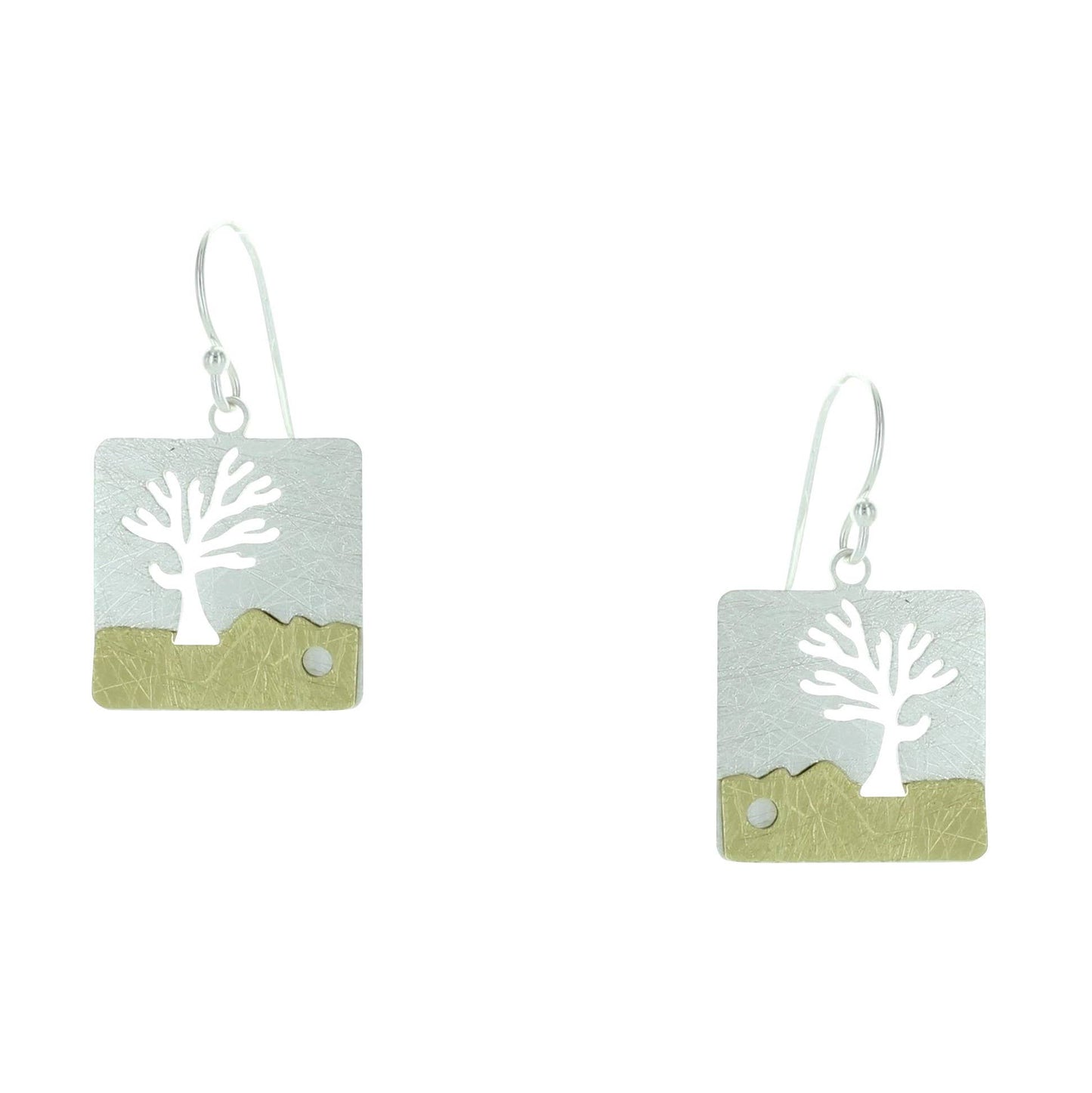 Two Tone Tree Cutout Earrings