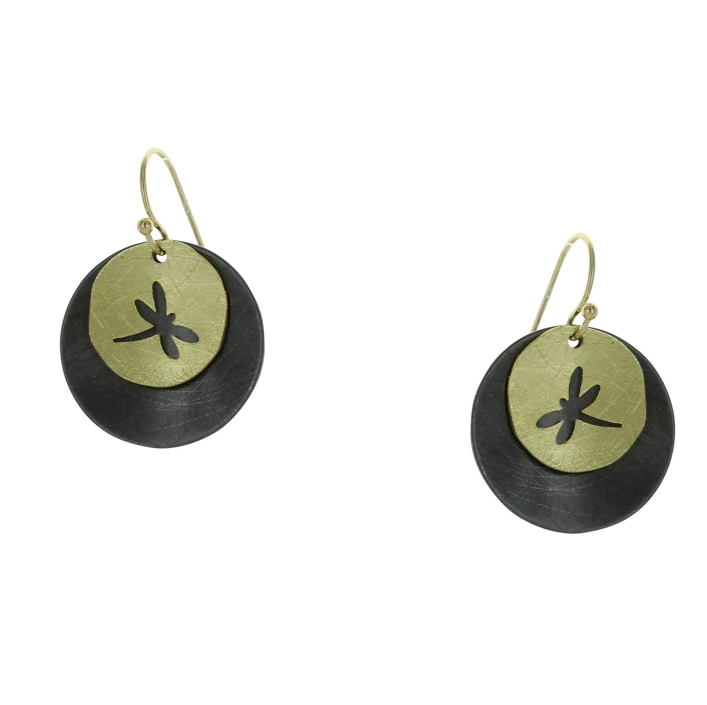 Two Tone Hematite Dragonfly Cutout Earrings