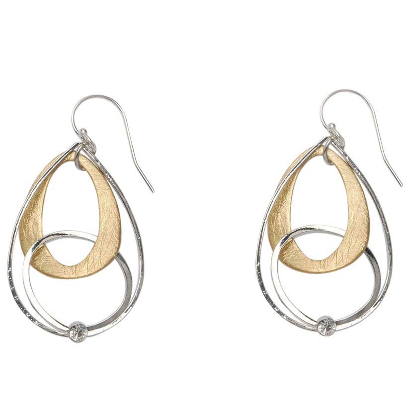 2 Tone Hoop w/Crystal Earrings