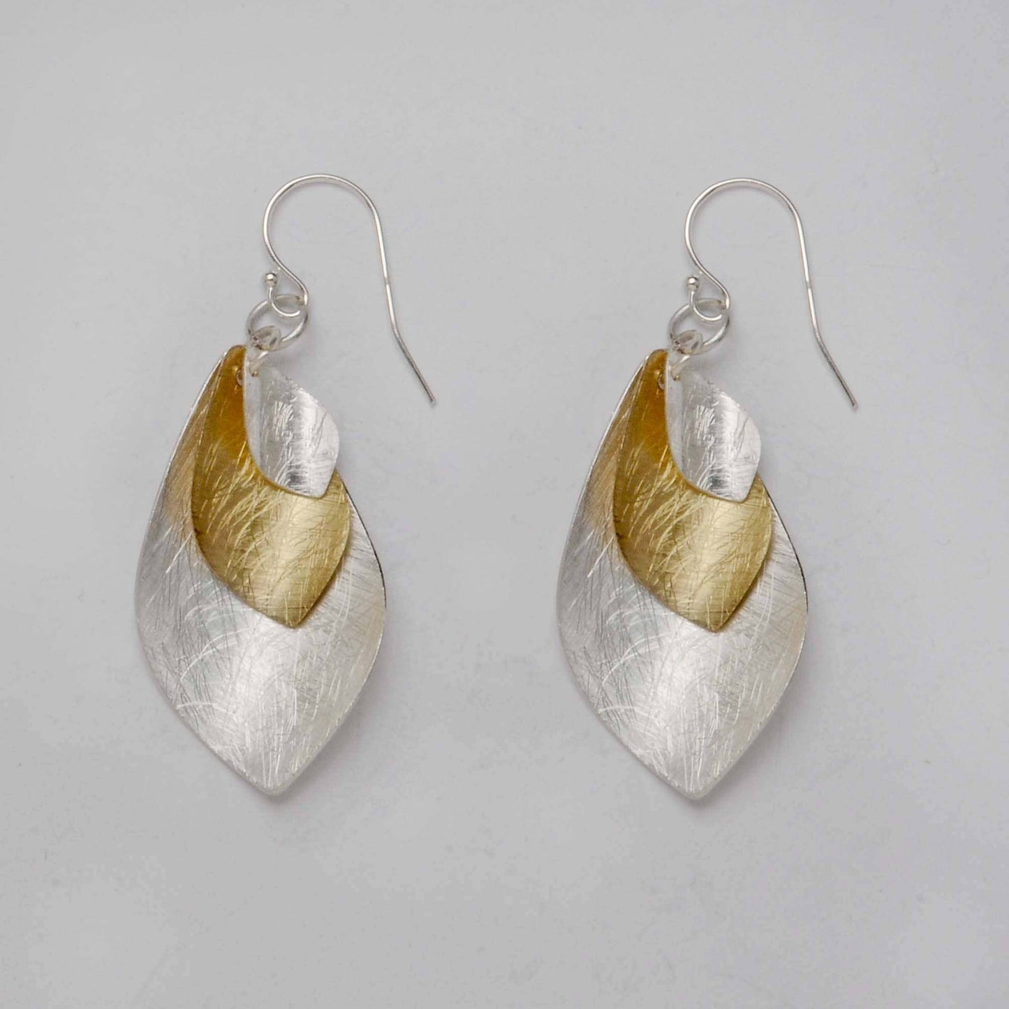 Two Tone Multi Leaf Earrings