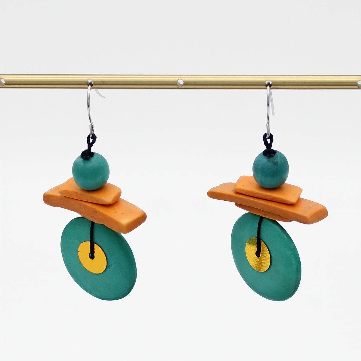 Assuta Teal and Orange Drop Earrings