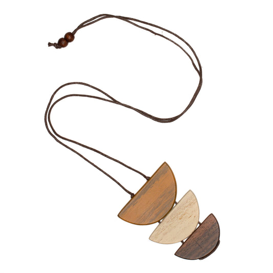 Tinted Wood Half Moon Pendant