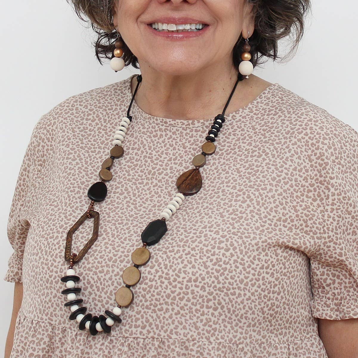 Gabby Wood Bead Necklace