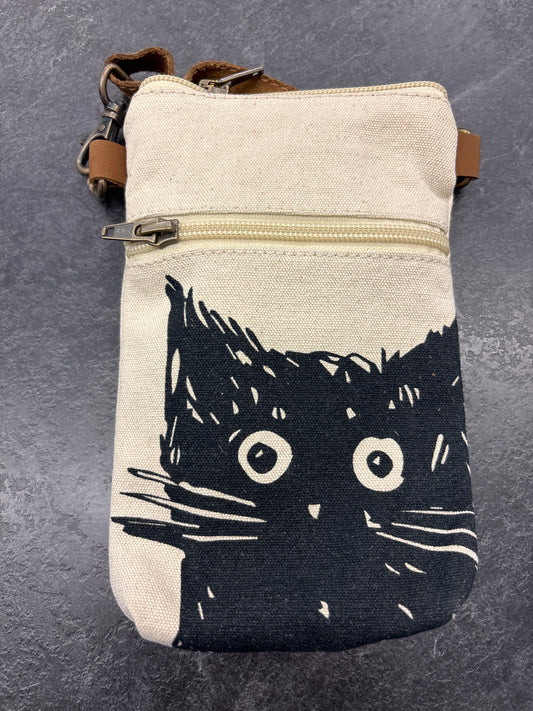 Black Cat Canvas Cellphone Sling
