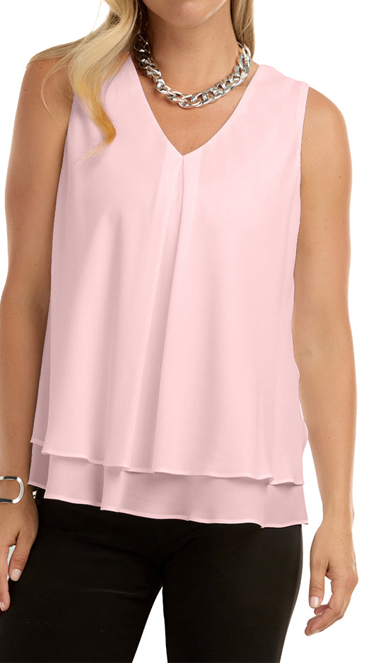 Sleeveless Pleat Front Blouse