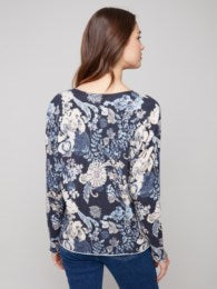 Floral V-Neck Sweater
