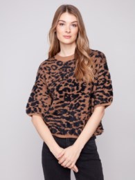 Elbow Sleeve Leopard Sweater