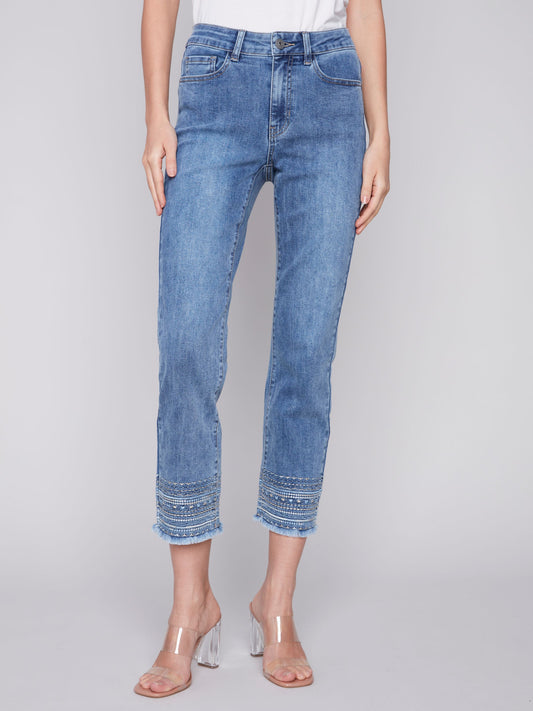 Blue Moyen Embroidered Jean