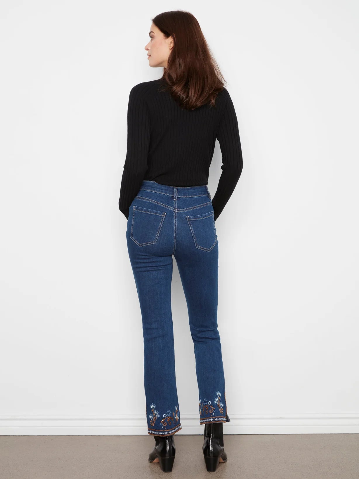 Embroidered Hem Jeans