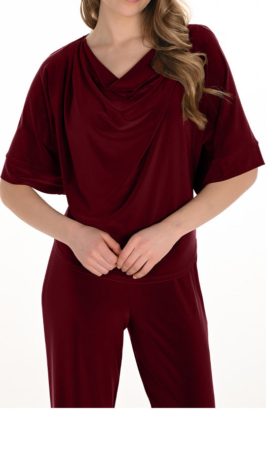 Drape Neck Dolman Blouse