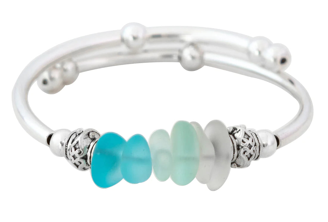 Sea Glass Silver Wrap Bracelet