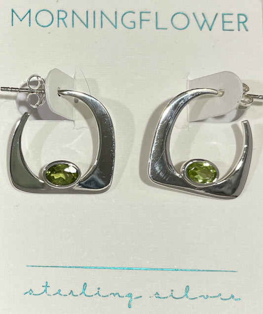 925 Gemstone Geo Hoops