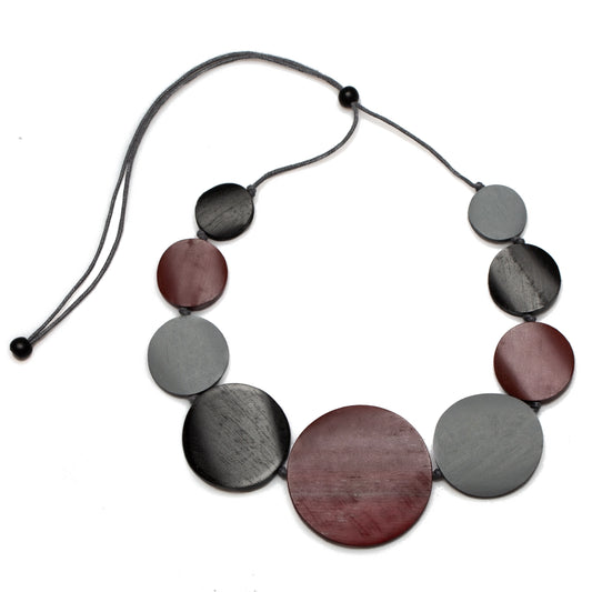 Graduated Wood Disk Necklace
