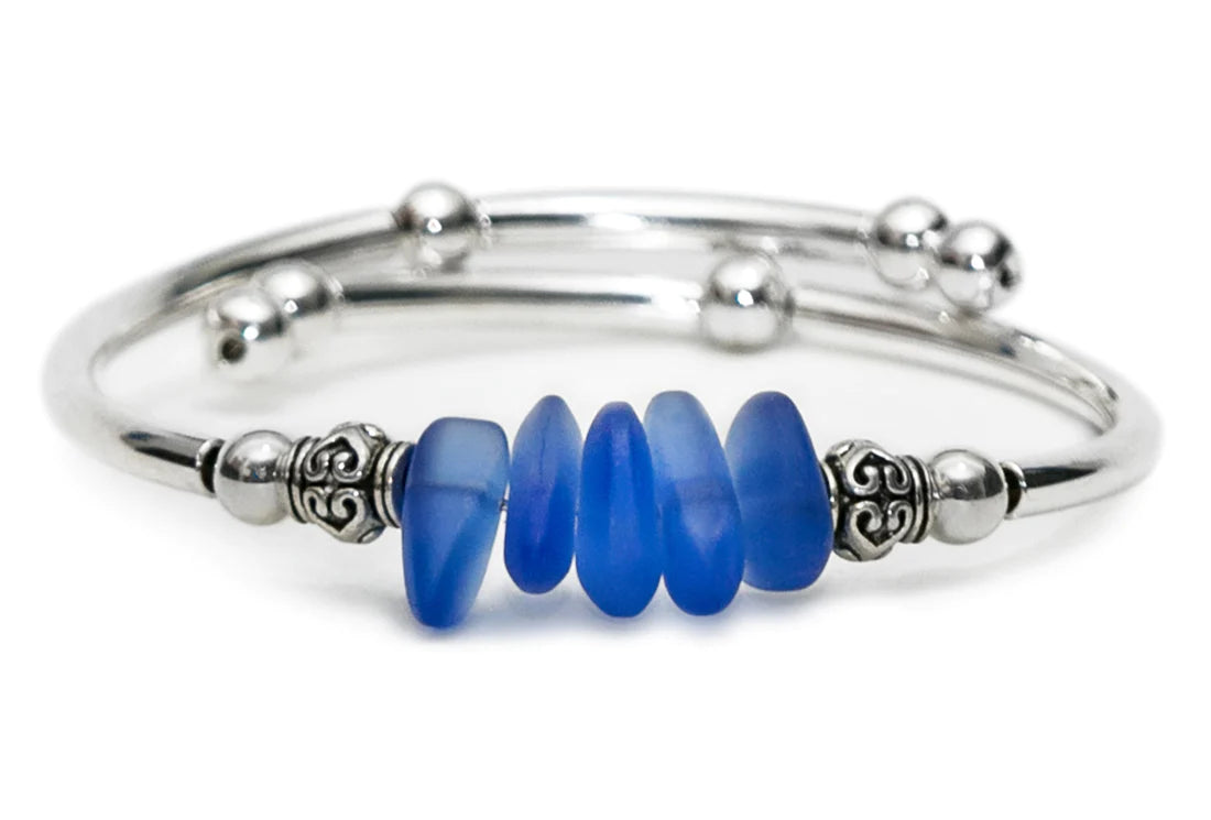 Sea Glass Silver Wrap Bracelet