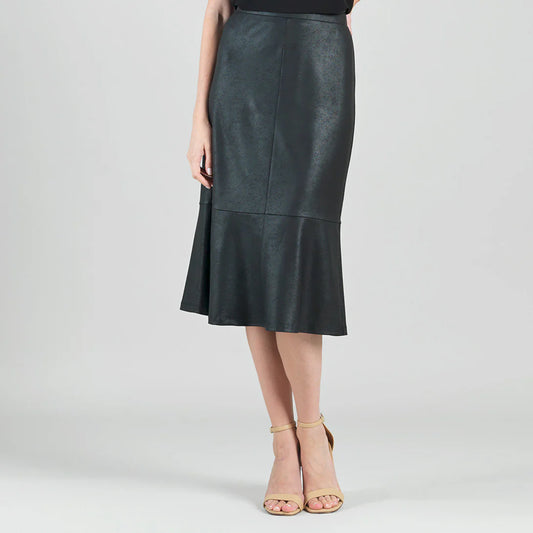 Liquid Leather Flounce Skirt