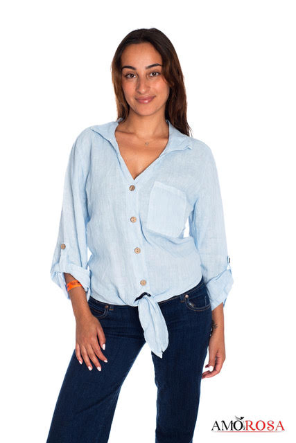Tie Knot Linen Blouse