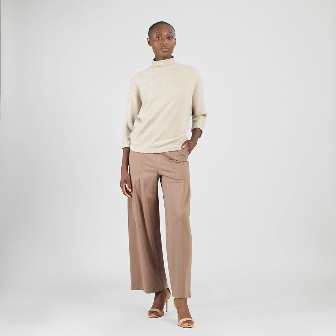 Ribbed Funnel Neck Sweater