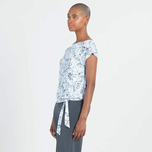 Floral Rain Cap Sleeve Blouse