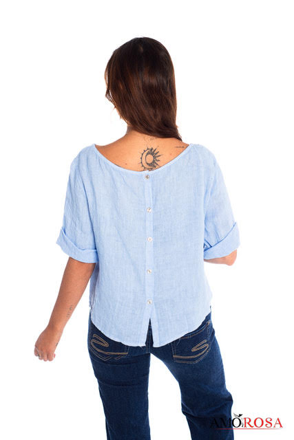 S/S Button Back Top