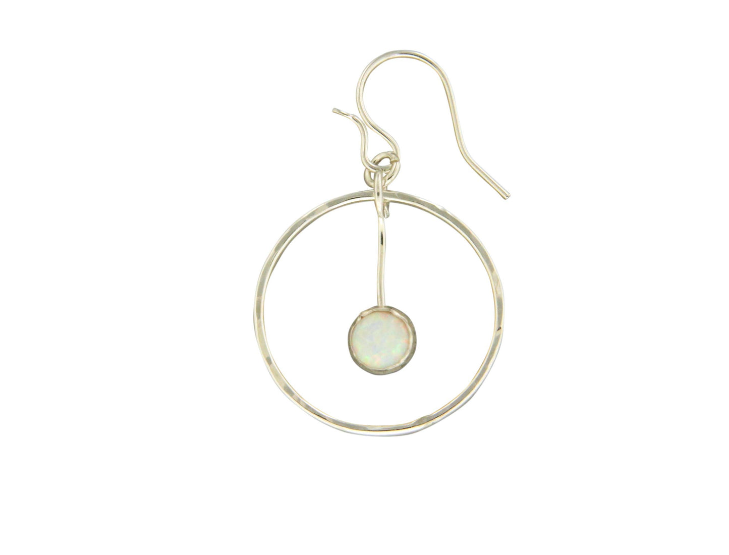 Opal Hammered Circle Earring