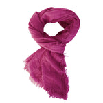 Viscose cotton bohemian eyelash fringe solid Raspberry lightweight oblong scarf BY RUBYZAAR