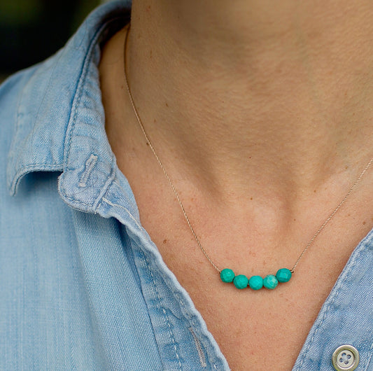 Soulku Intentions Bead Necklace adjustable nylon cord necklace semi-precious stone birthstone hand made in USA for girls women