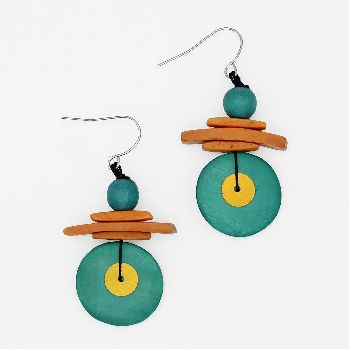 Assuta Teal and Orange Drop Earrings