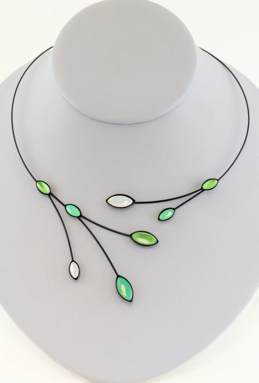 Czech Glass Branch Necklace - Black Wire