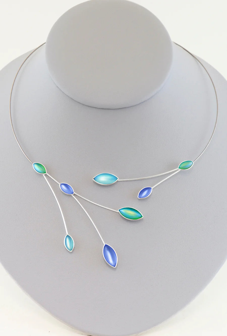 Czech Glass Branch Necklace - Silver Wire