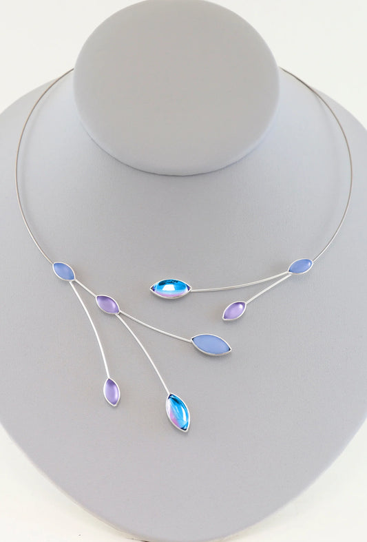 Czech Glass Branch Necklace - Silver Wire