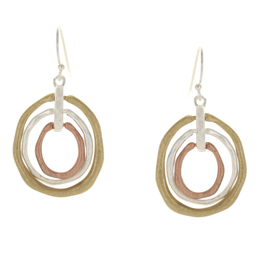 Tri Color Circles Earrings