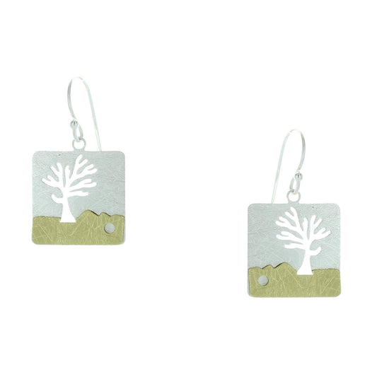 Two Tone Tree Cutout Earrings