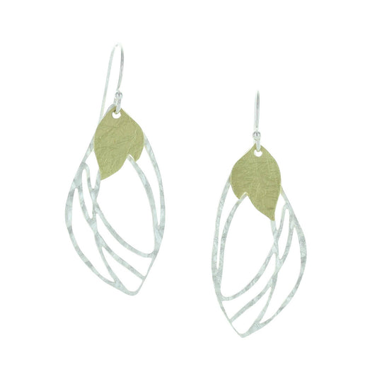 Two Tone Hammered Leaf Earrings