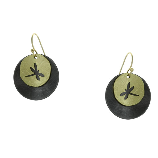 Two Tone Hematite Dragonfly Cutout Earrings