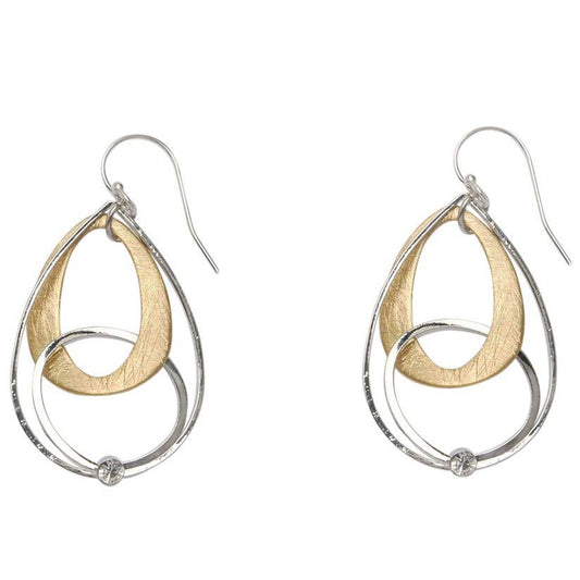 2 Tone Hoop w/Crystal Earrings