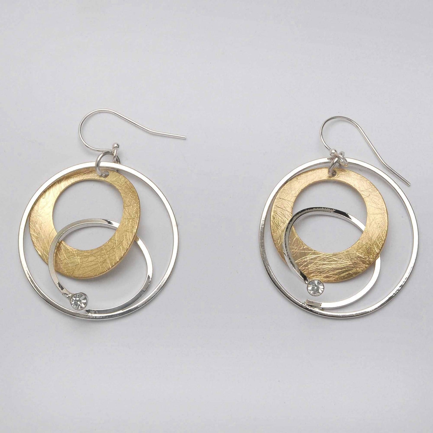 Two Tone Hoop w/Crystal Earrings