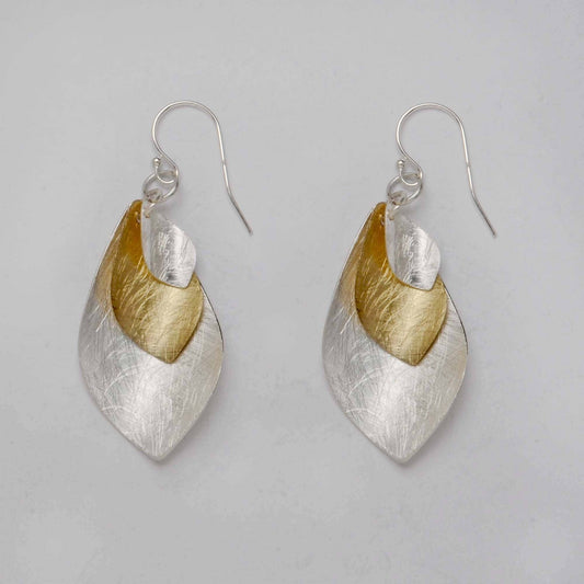 Two Tone Multi Leaf Earrings