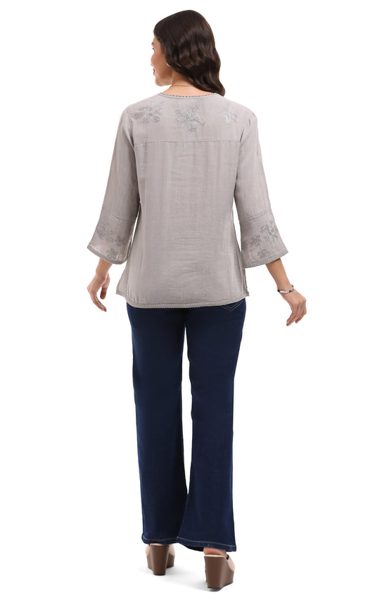 Embroidered Pearl Top