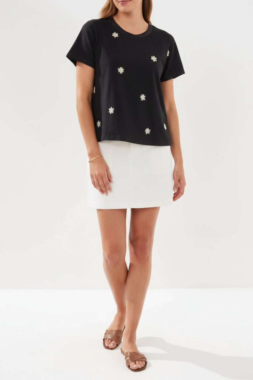 Embroidered Daisy Tee