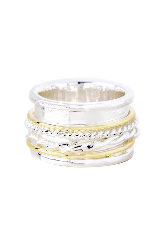 Zoey Simmons - Two Tone Woven Band Spinner Ring