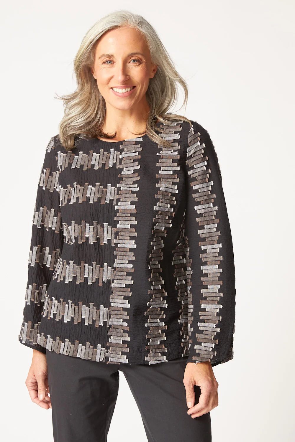 Embroidered Button Back Pullover