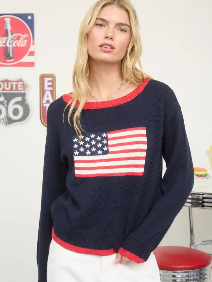 American Flag Pullover