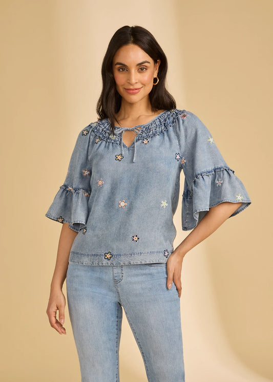 Daisies & Denim Blouse