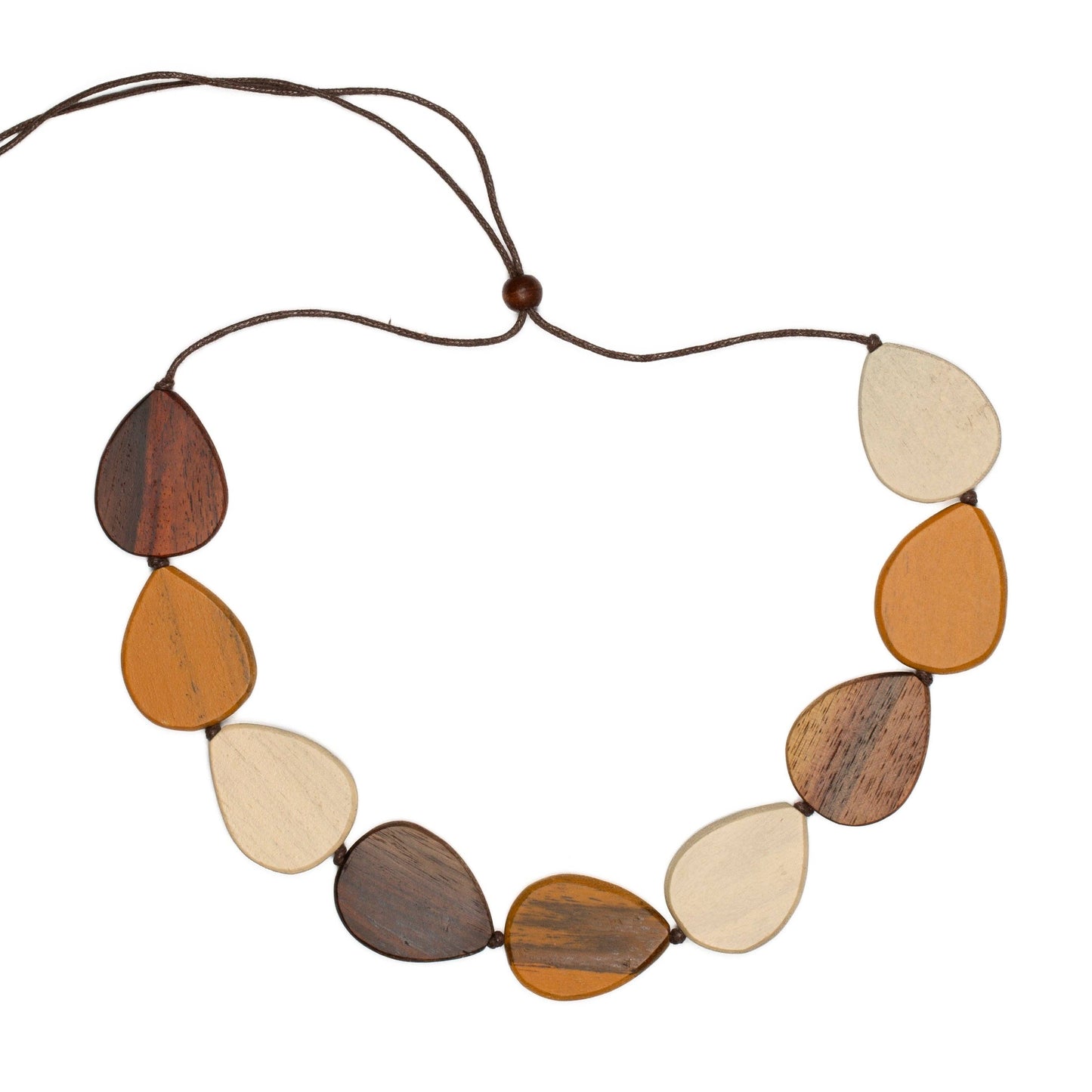 Tinted Wood Pebble Necklace