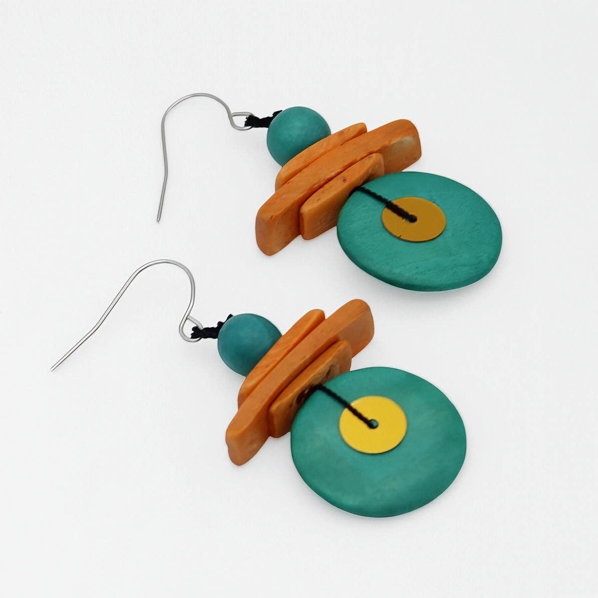 Assuta Teal and Orange Drop Earrings