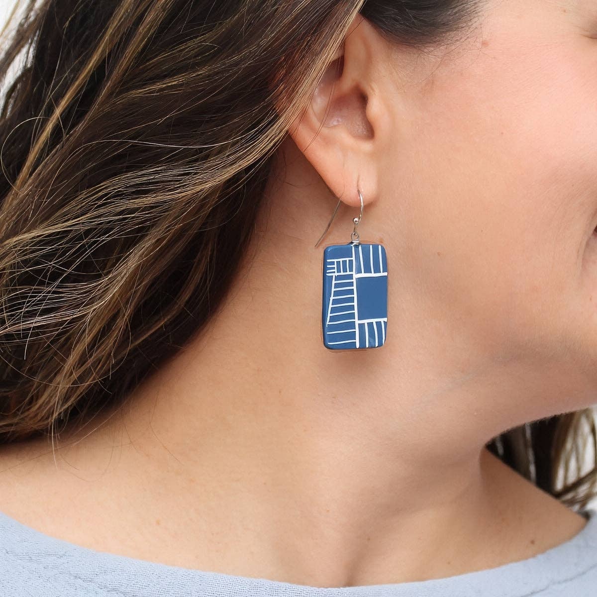 Blue Geovibe Drop Earring