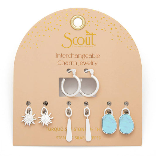 Interchangeable Charm Earring - Turquoise/Sky/Silver