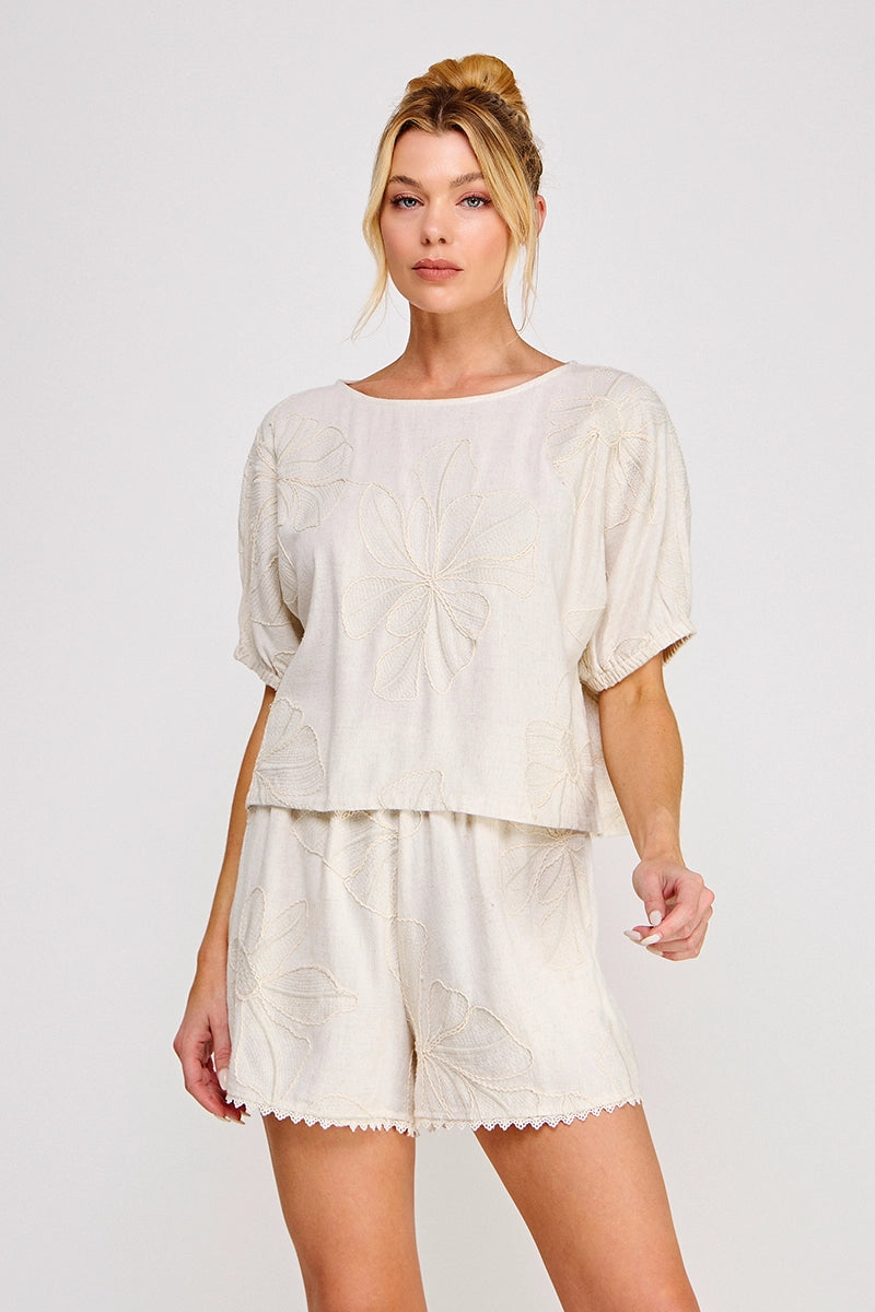 Embroidered Dolman Top