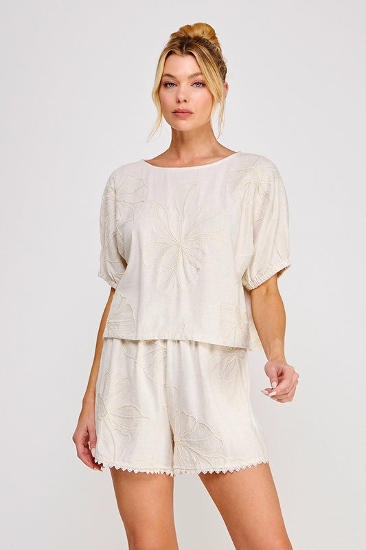 Embroidered Dolman Top