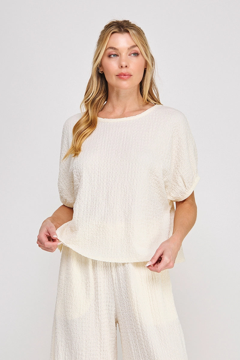 Textured SS Dolman Blouse